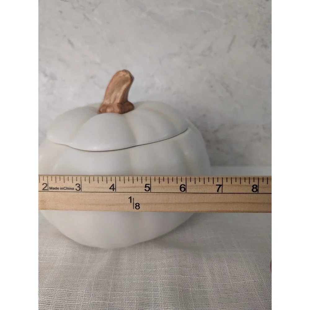Teleflora Halloween Enchanted Harvest White Pumpkin Ceramic Cookie Jar 7